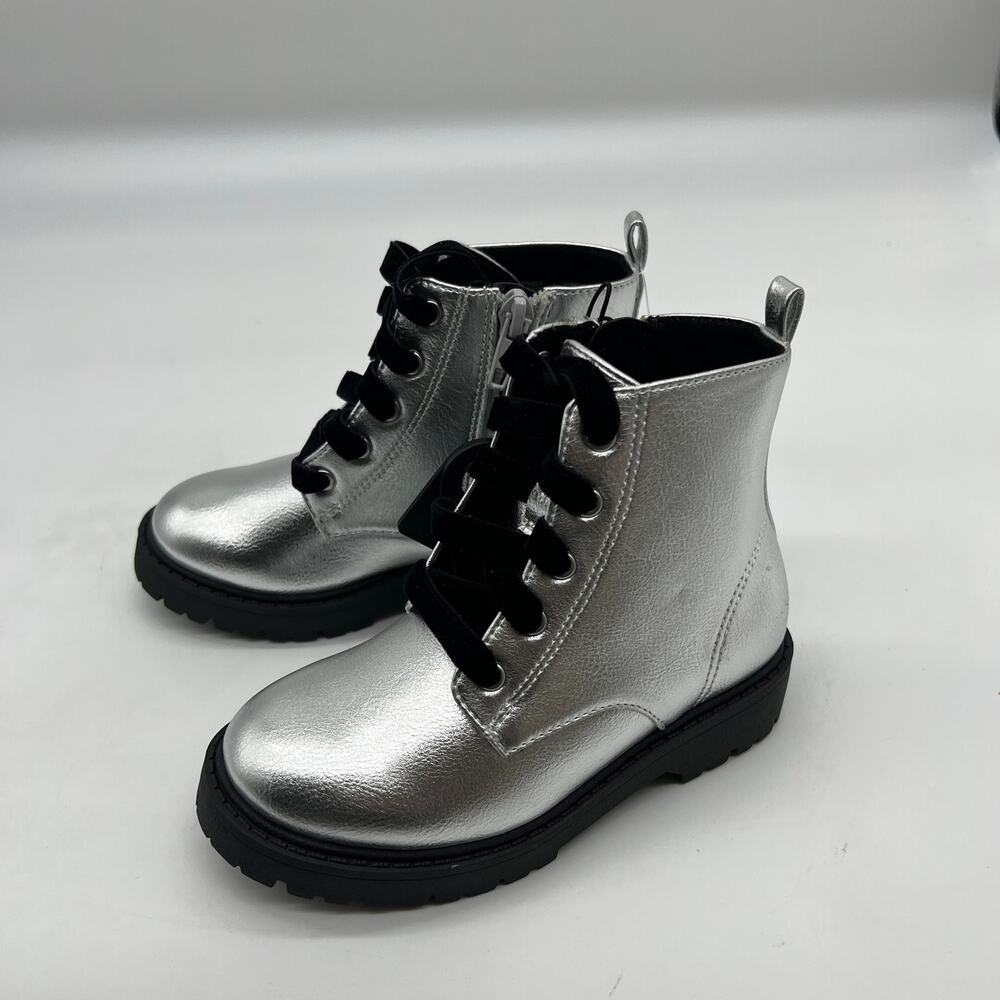 Wonder Nation Girl Boots Zip-up Silver Color Size 9
